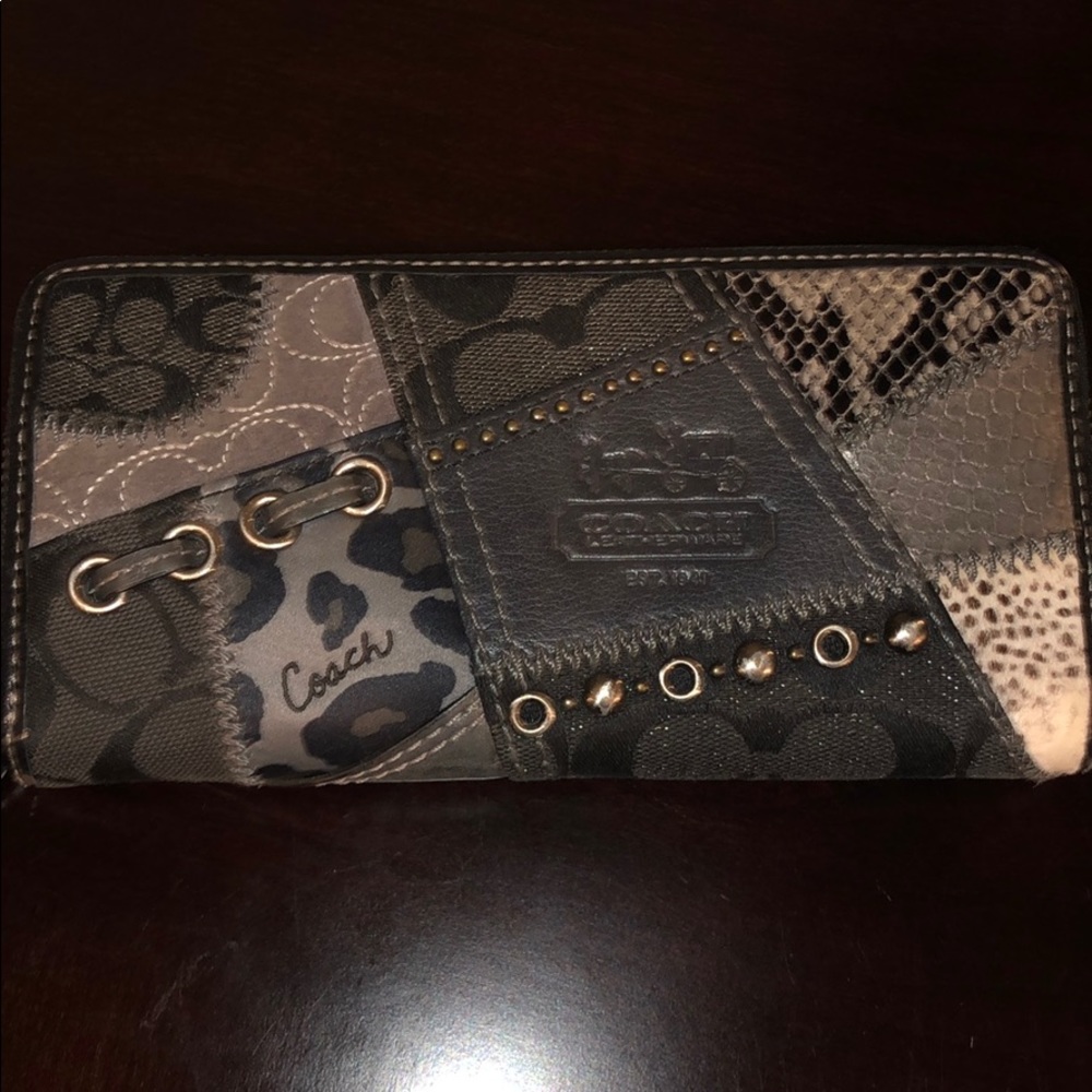 Coach patchwork black wallet